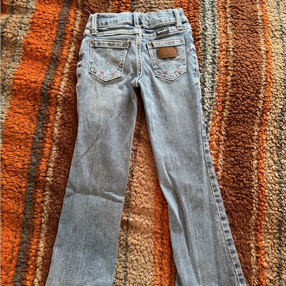 Wrangler Girls Blue Jeans with Embroidered Pockets